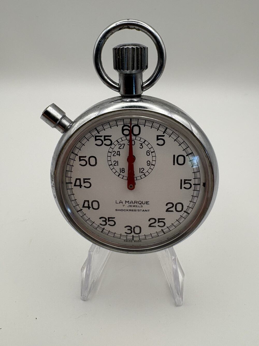 Vintage La Marque 7 Jewels Stopwatch Swiss Mechanical Pocket Timer 1960s WORKS